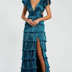 Mac Duggal Open-Back Tiered Formal Dress 26740