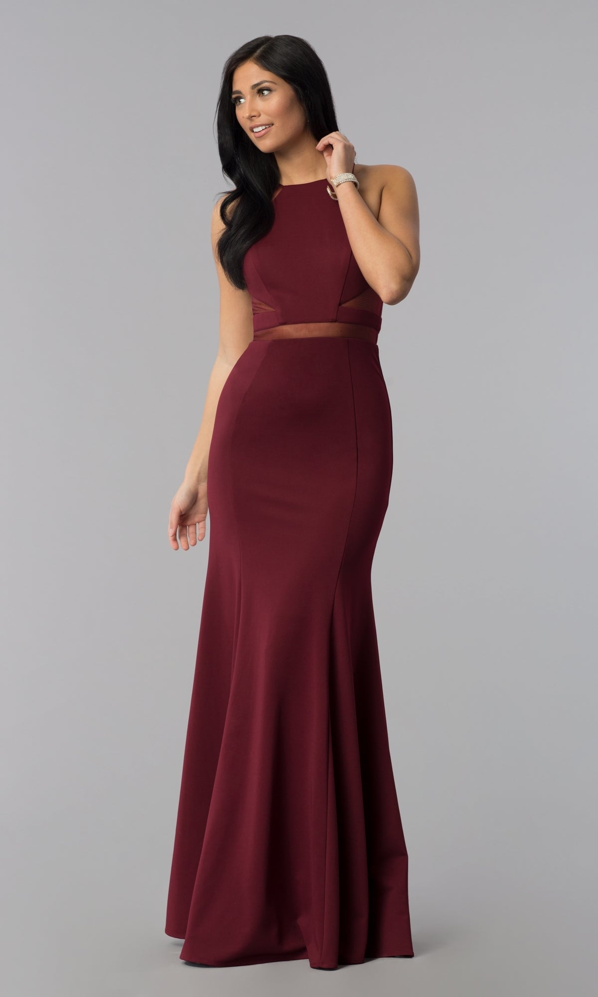Illusion-Cut-Out High-Neck Long Prom Dress 8054 - Image 11