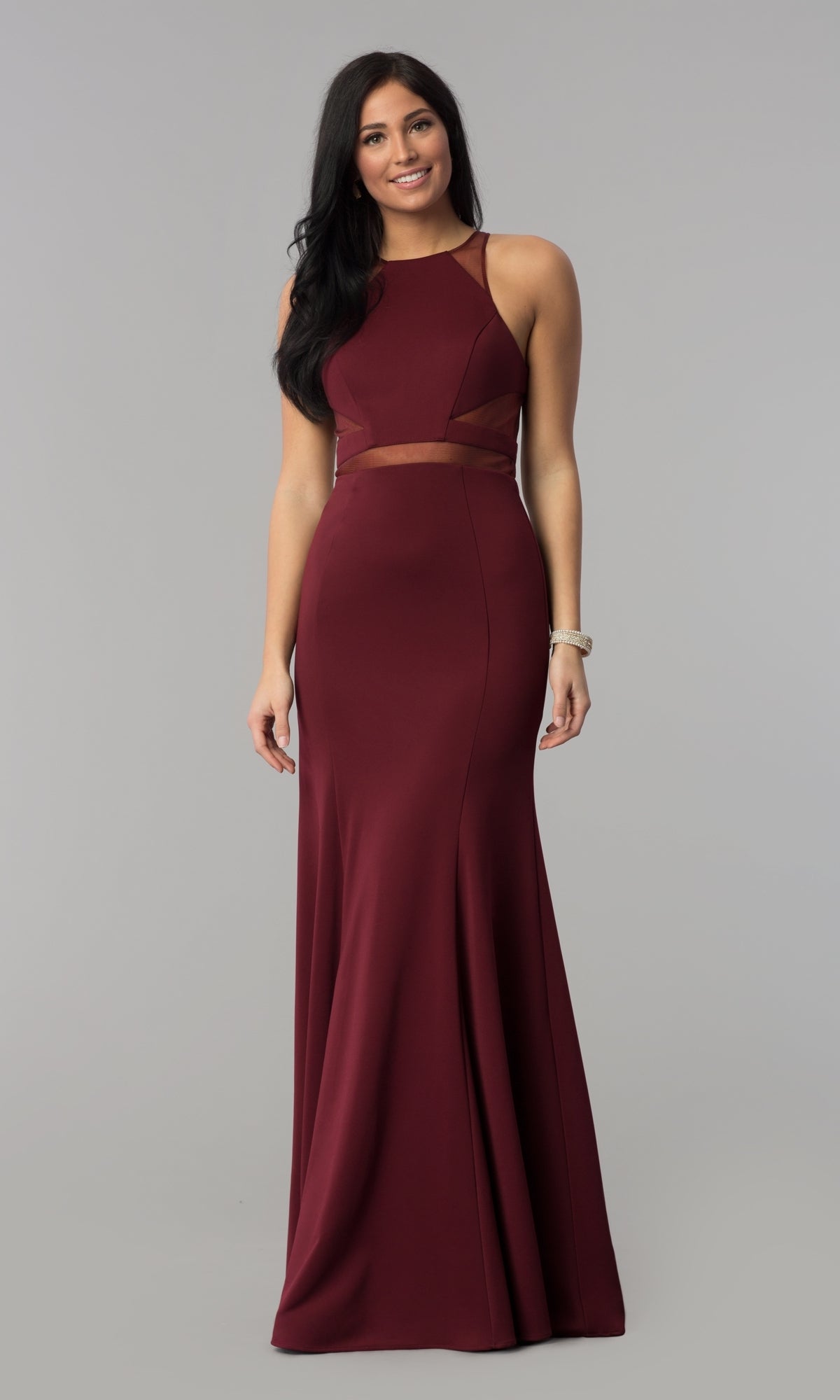Illusion-Cut-Out High-Neck Long Prom Dress 8054 - Image 3