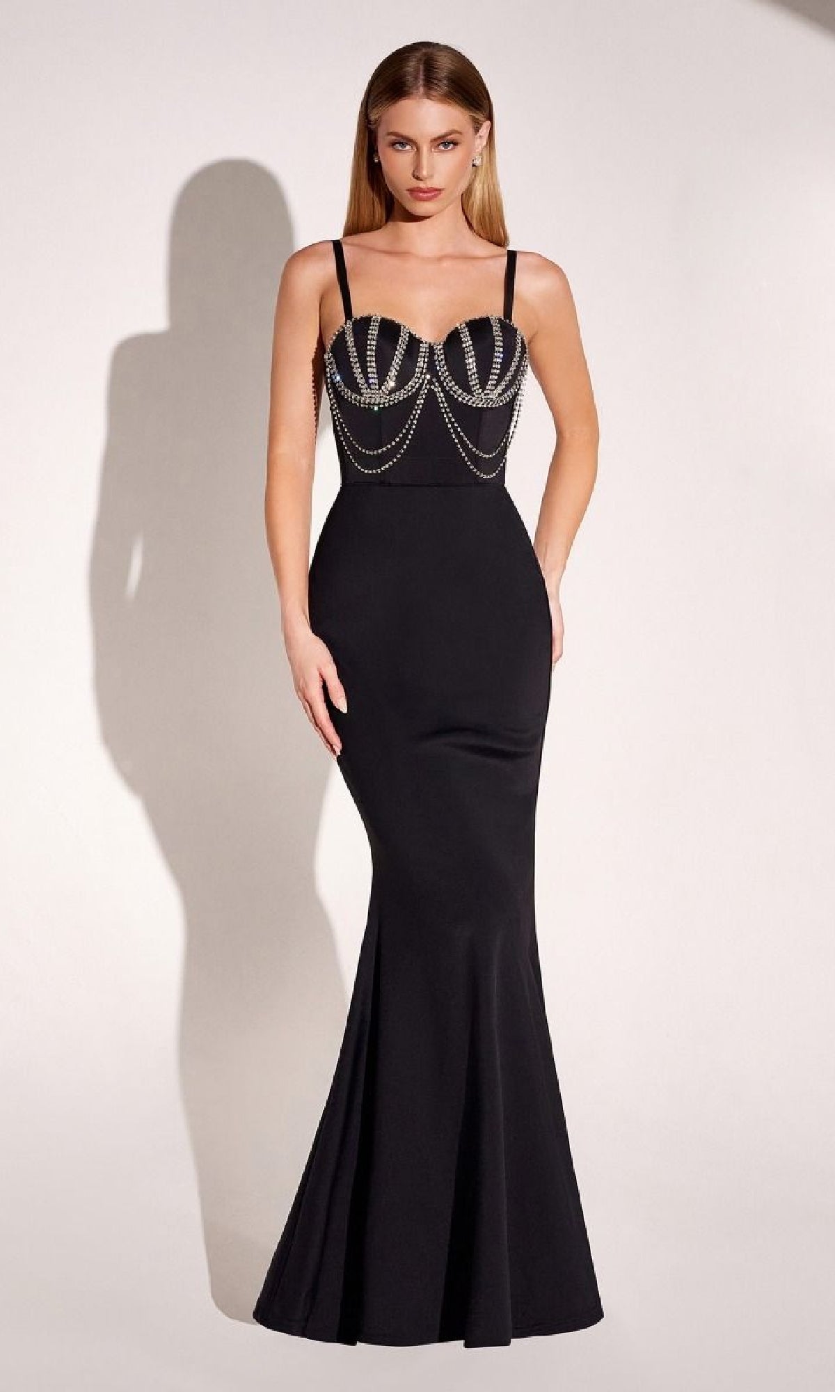 Beaded-Bustier Long Prom Gown: Amoris T9003 - Image 4
