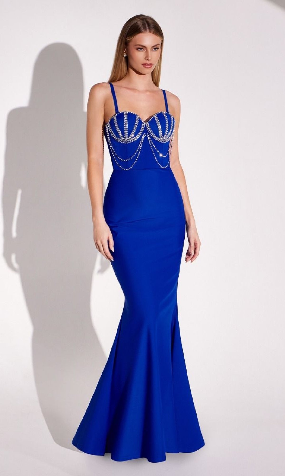 Beaded-Bustier Long Prom Gown: Amoris T9003 - Image 3