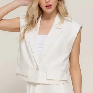 Lapel Collar W/shoulder Pads Vest