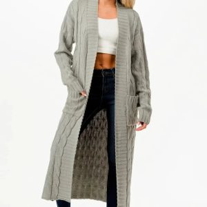 Cable Sweater Long Cardigan