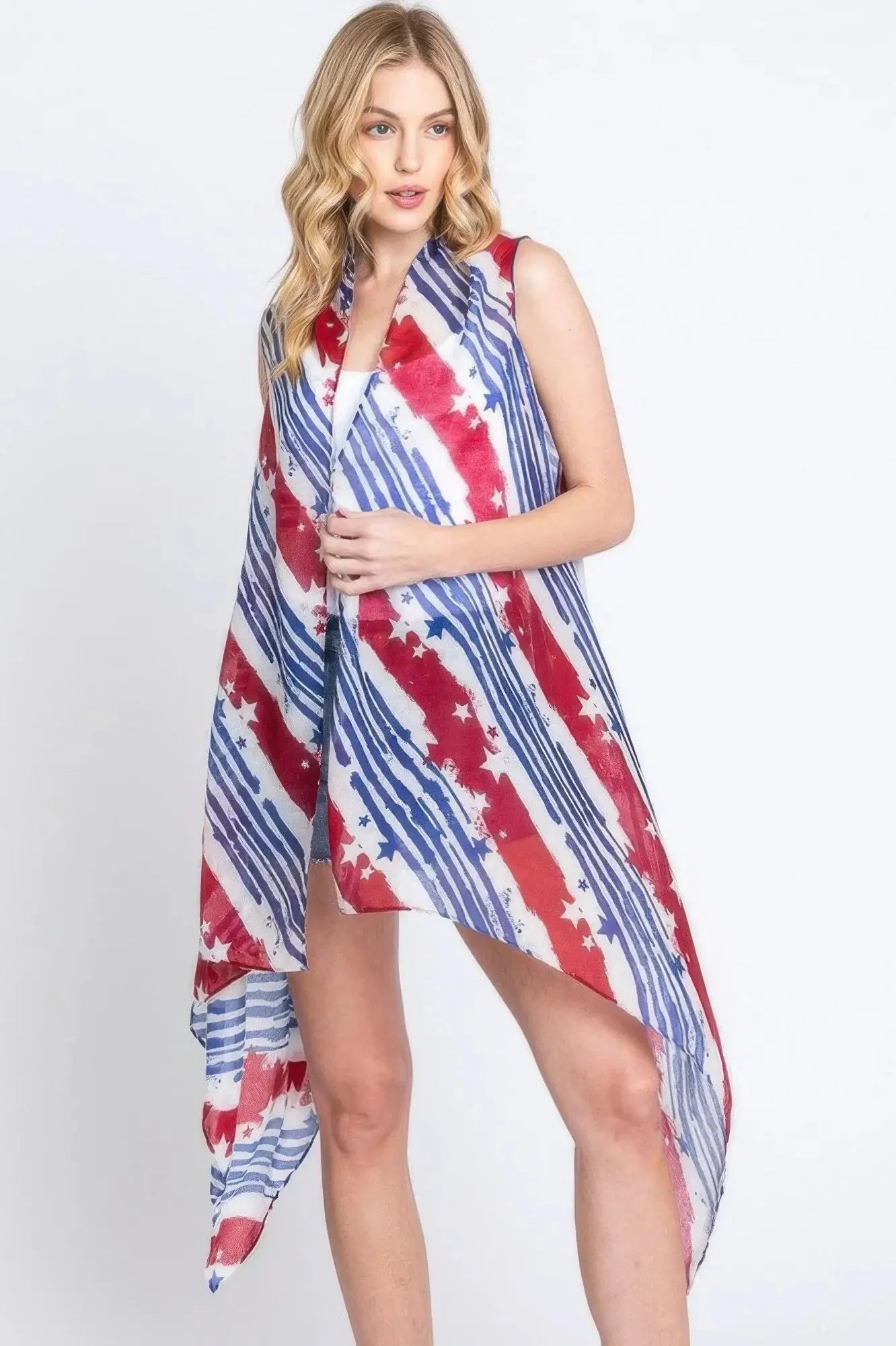 Diagonal Stripes & Stars American Flag Design Vest