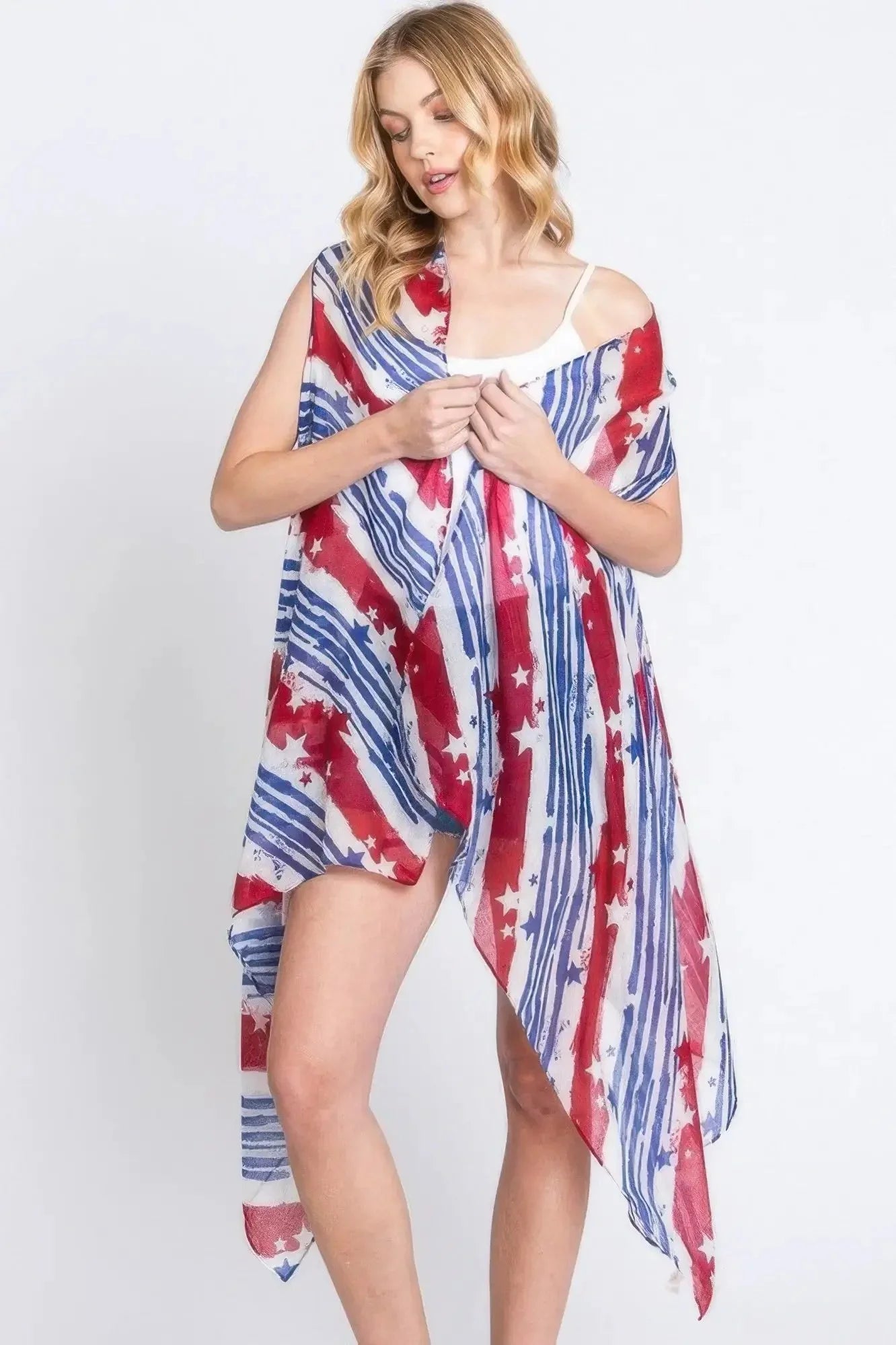 Diagonal Stripes & Stars American Flag Design Vest - Image 2