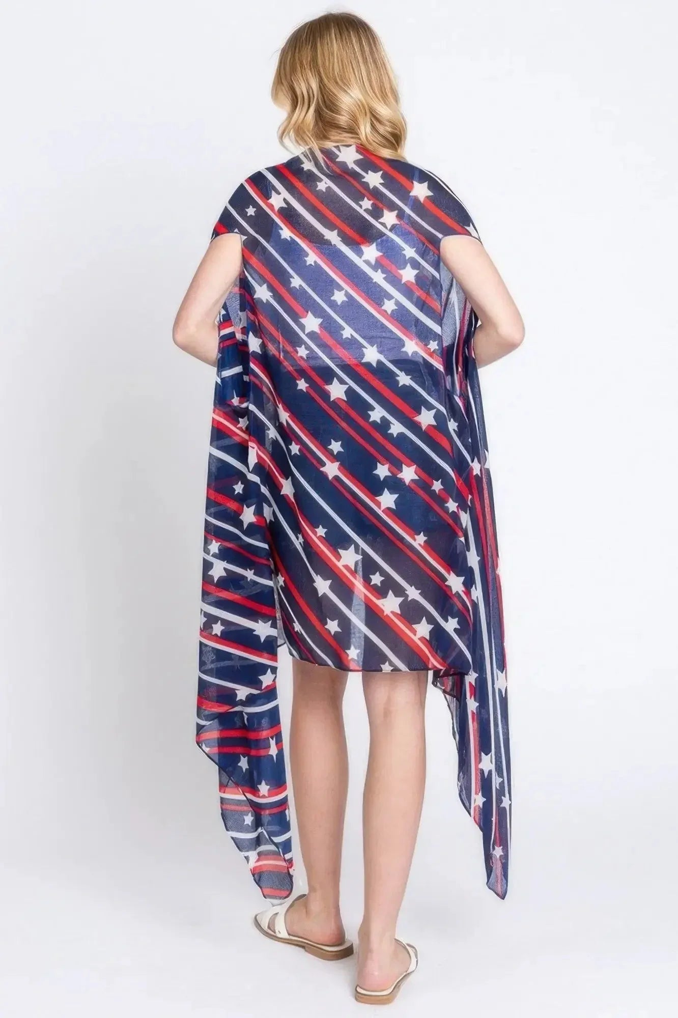 Diagonal Stripes And Stars Print Vest - Image 3