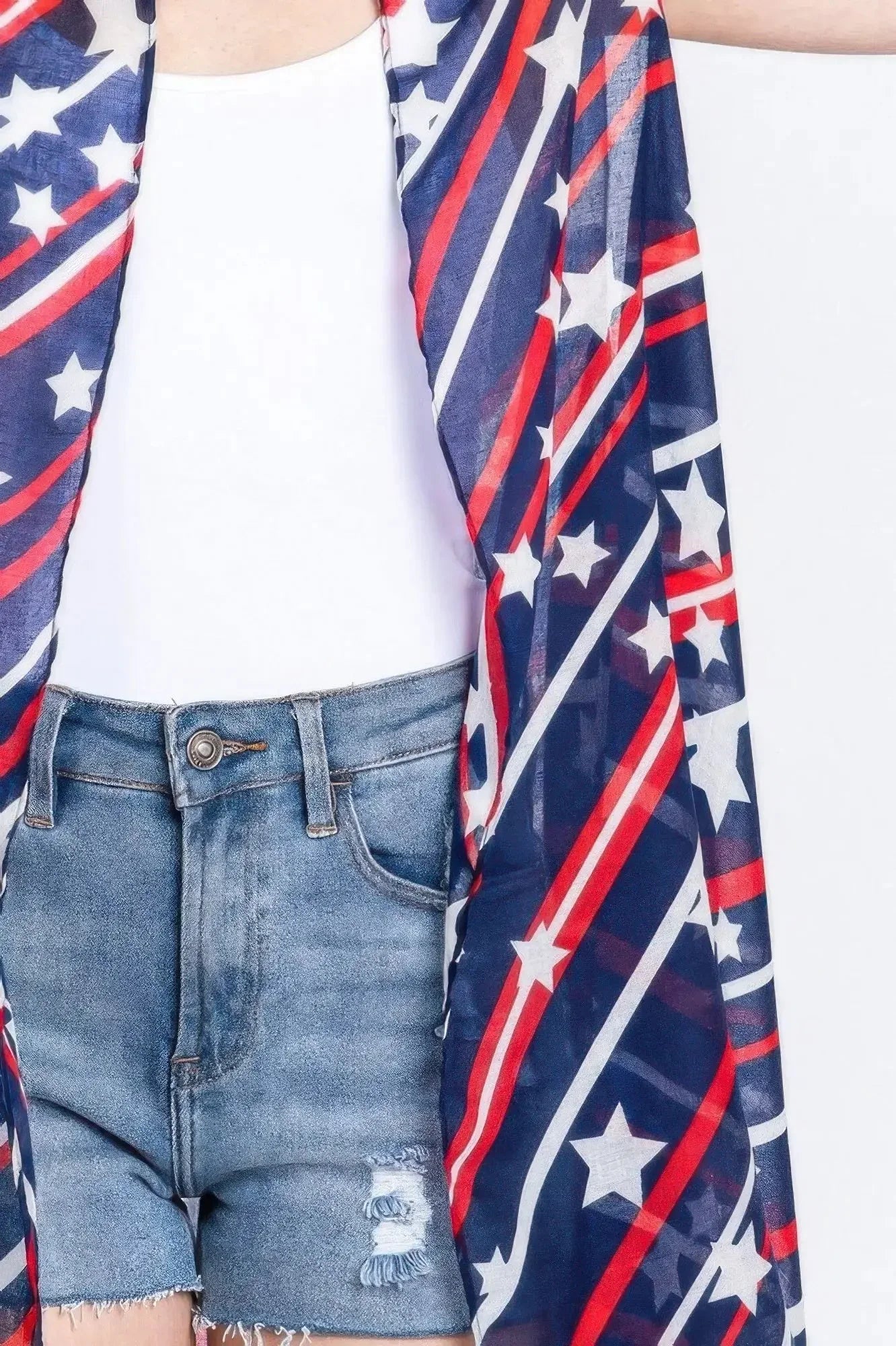 Diagonal Stripes And Stars Print Vest - Image 4