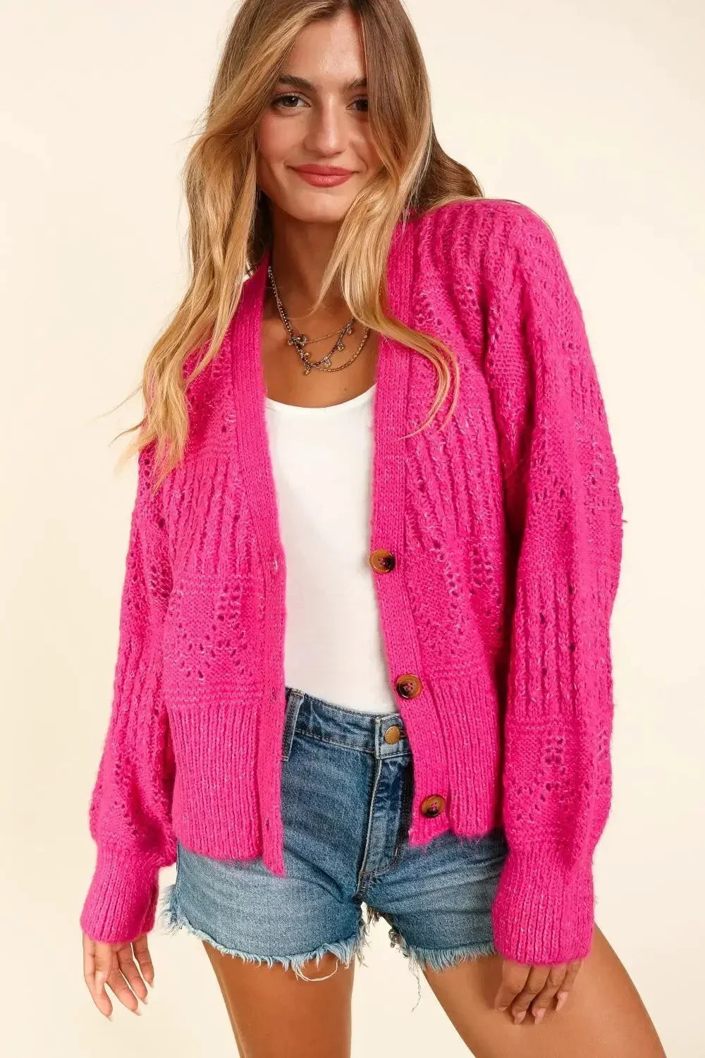 Haptics Full Size Button Down Crop Long Sleeve Cardigan - Image 4